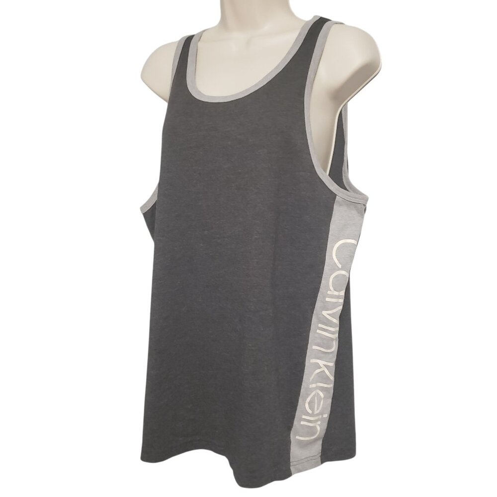 Calvin Klein Shirt Tank Top Side Spellout Men's Large Gray Unisex Sleeveless